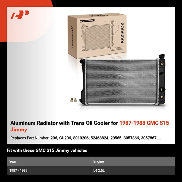 Aluminum Radiator with Trans Oil Cooler for 1987-1988 GMC S15 Jimmy