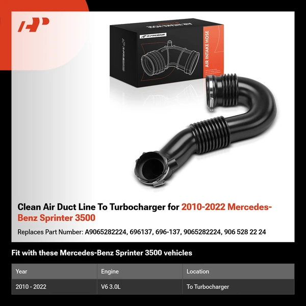 Clean Air Duct Line To Turbocharger for 2010-2022 Mercedes-Benz Sprinter 3500