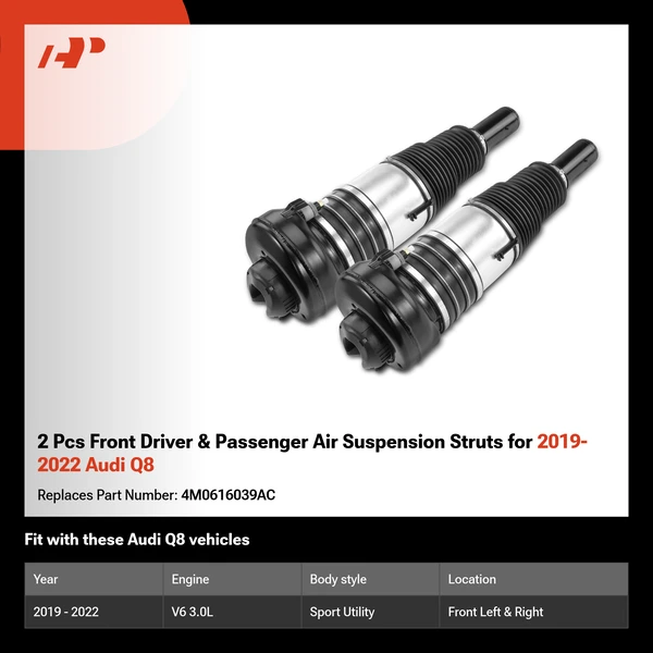 2 Pcs Front Driver & Passenger Air Suspension Struts for 2019-2022 Audi Q8