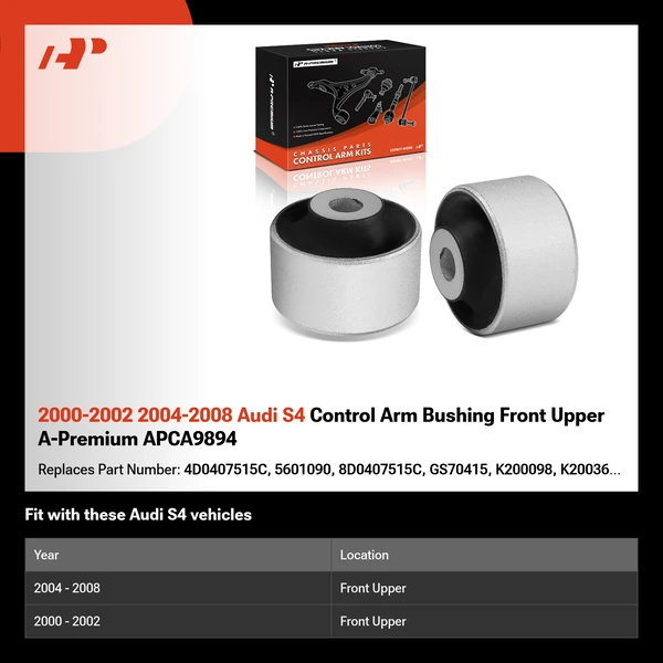 2000-2002 2004-2008 Audi S4 Control Arm Bushing Front Upper A-Premium APCA9894