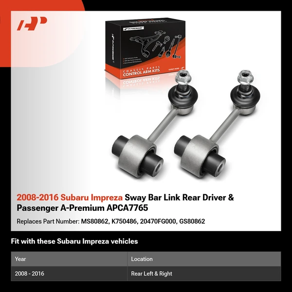 2008-2016 Subaru Impreza Sway Bar Link Rear Driver & Passenger A-Premium APCA7765