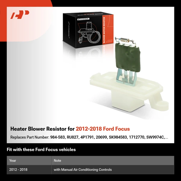 Heater Blower Resistor for 2012-2018 Ford Focus