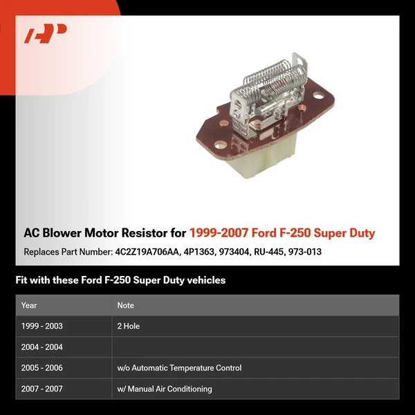 AC Blower Motor Resistor for 1999-2007 Ford F-250 Super Duty
