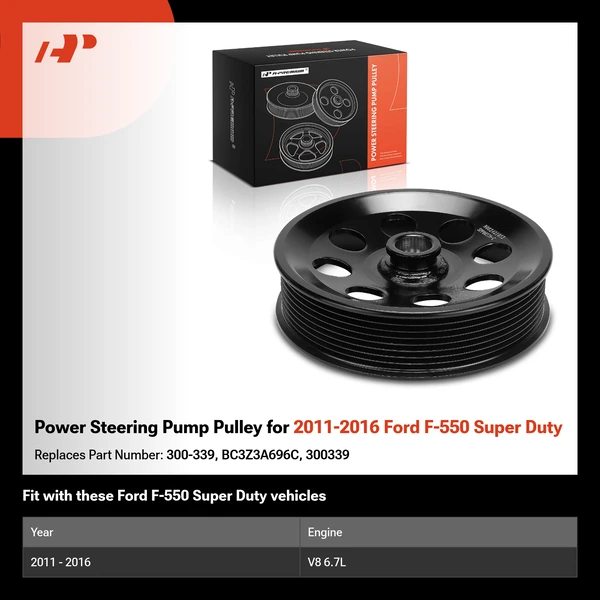 Power Steering Pump Pulley for 2011-2016 Ford F-550 Super Duty