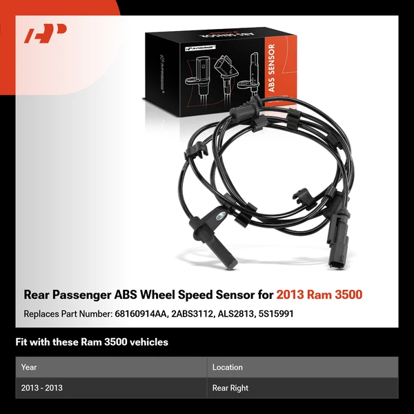 Rear Passenger ABS Wheel Speed Sensor for 2013 Ram 3500