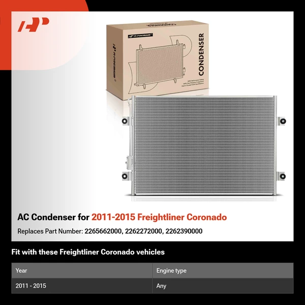 AC Condenser for 2011-2015 Freightliner Coronado