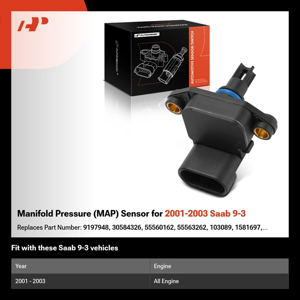 Manifold Pressure (MAP) Sensor for 2001-2003 Saab 9-3