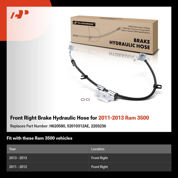 Front Right Brake Hydraulic Hose for 2011-2013 Ram 3500
