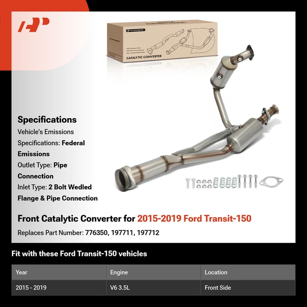 Front Catalytic Converter for 2015-2019 Ford Transit-150