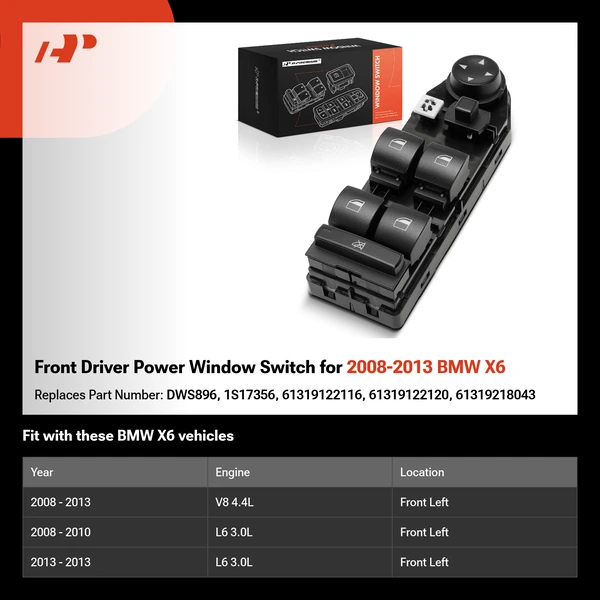 Front Driver Power Window Switch for 2008-2013 BMW X6