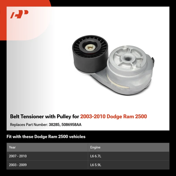 Belt Tensioner with Pulley for 2003-2010 Dodge Ram 2500