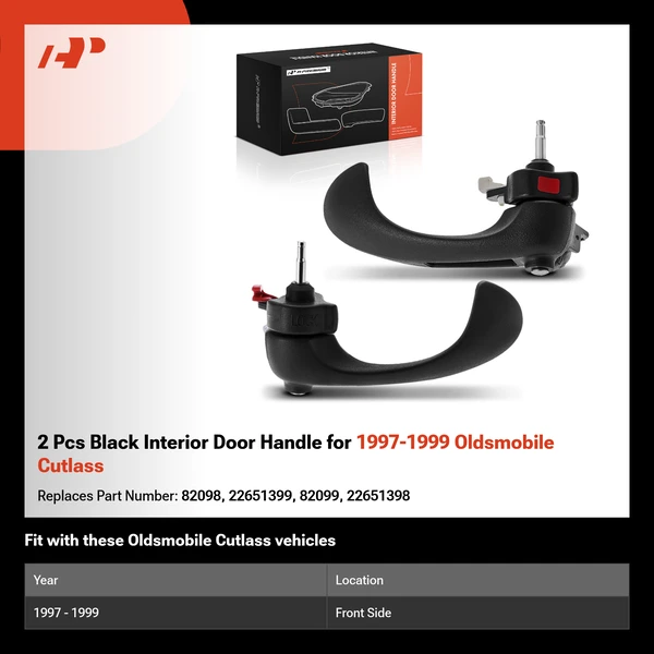 2 Pcs Black Interior Door Handle for 1997-1999 Oldsmobile Cutlass