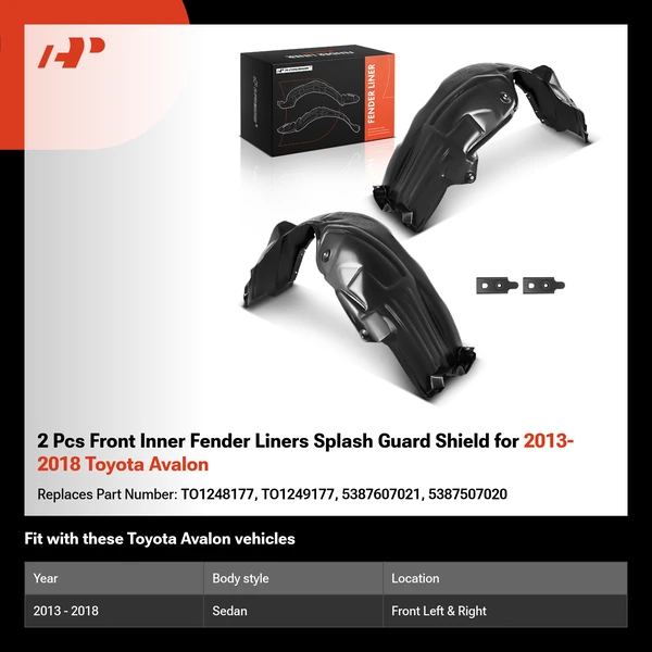 2 Pcs Front Inner Fender Liners Splash Guard Shield for 2013-2018 Toyota Avalon