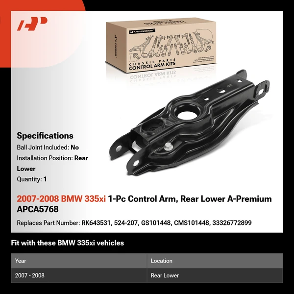 2007-2008 BMW 335xi 1-Pc Control Arm, Rear Lower A-Premium APCA5768