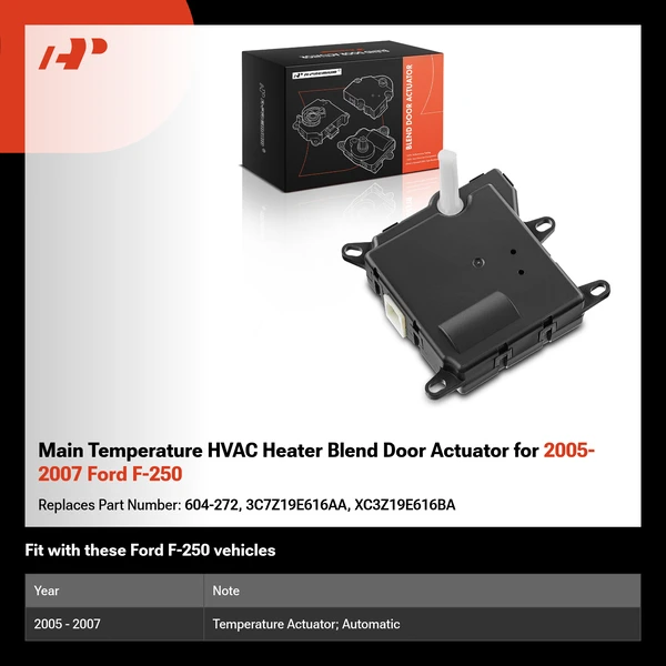 Main Temperature HVAC Heater Blend Door Actuator for 2005-2007 Ford F-250