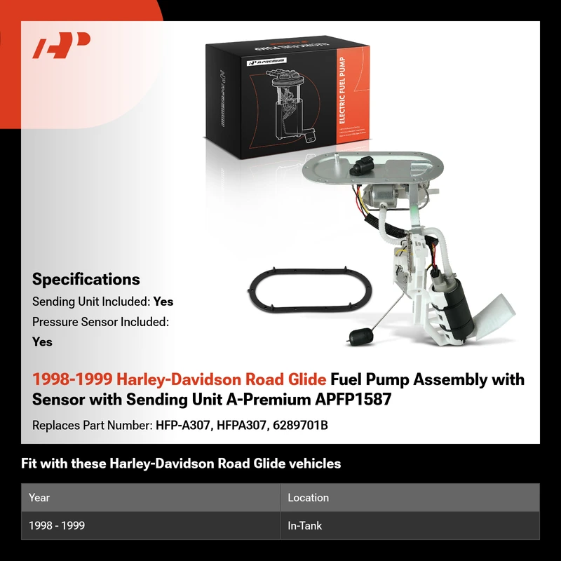 1998-1999 Harley-Davidson Road Glide Fuel Pump Assembly with Sensor with Sending Unit A-Premium APFP1587