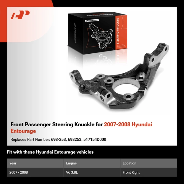 Front Passenger Steering Knuckle for 2007-2008 Hyundai Entourage