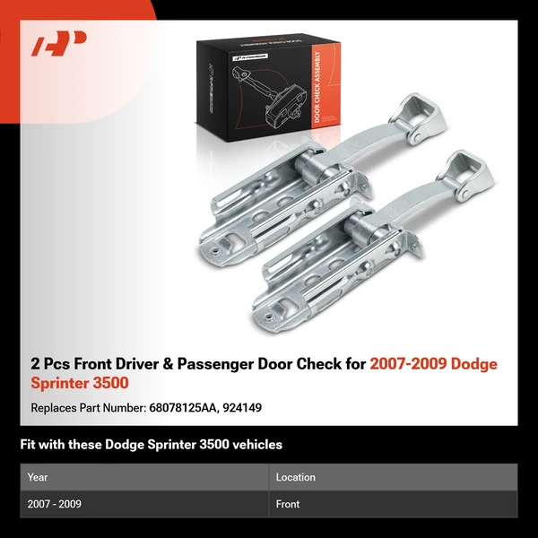 2 Pcs Front Driver & Passenger Door Check for 2007-2009 Dodge Sprinter 3500