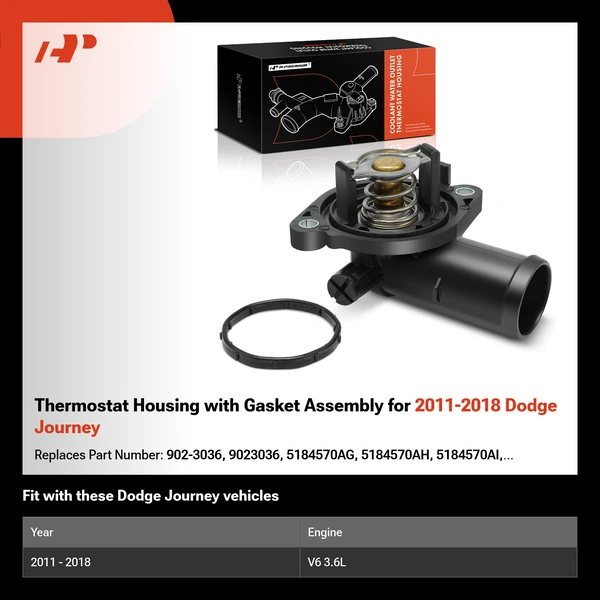 Thermostat Housing with Gasket Assembly for 2011-2018 Dodge Journey