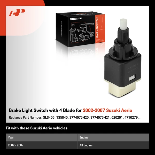 Brake Light Switch with 4 Blade for 2002-2007 Suzuki Aerio