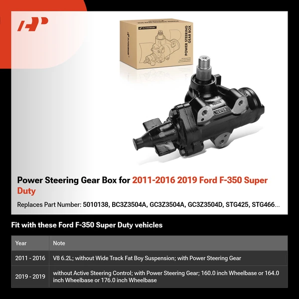 Power Steering Gear Box for 2011-2016 2019 Ford F-350 Super Duty