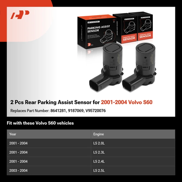 2 Pcs Rear Parking Assist Sensor for 2001-2004 Volvo S60
