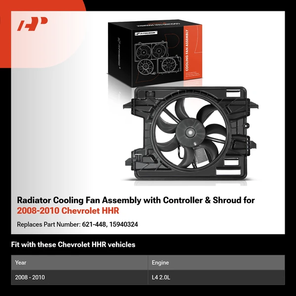 Radiator Cooling Fan Assembly with Controller & Shroud for 2008-2010 Chevrolet HHR