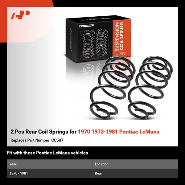 2 Pcs Rear Coil Springs for 1970 1973-1981 Pontiac LeMans
