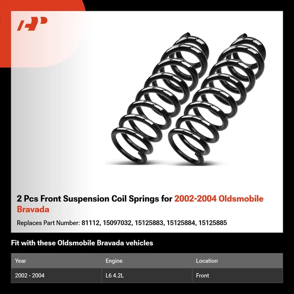 2 Pcs Front Suspension Coil Springs for 2002-2004 Oldsmobile Bravada