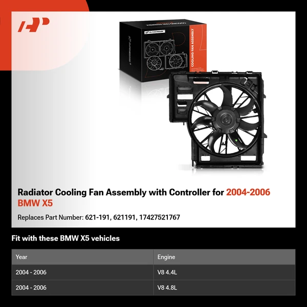 Radiator Cooling Fan Assembly with Controller for 2004-2006 BMW X5