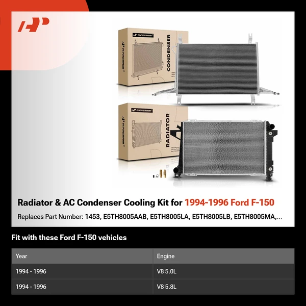 Radiator & AC Condenser Cooling Kit for 1994-1996 Ford F-150