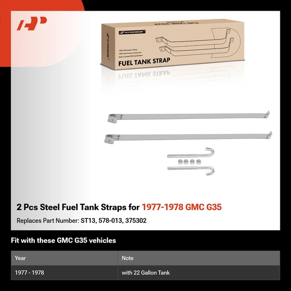 2 Pcs Steel Fuel Tank Straps for 1977-1978 GMC G35