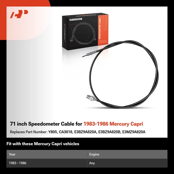 71 inch Speedometer Cable for 1983-1986 Mercury Capri