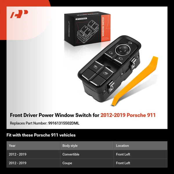 Front Driver Power Window Switch for 2012-2019 Porsche 911