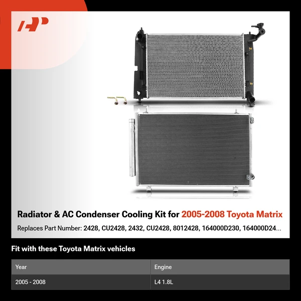 Radiator & AC Condenser Cooling Kit for 2005-2008 Toyota Matrix