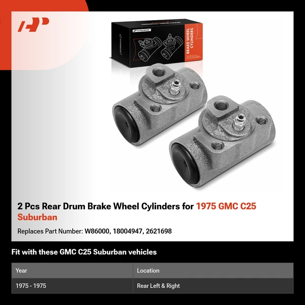 2 Pcs Rear Drum Brake Wheel Cylinders for 1975 GMC C25 Suburban