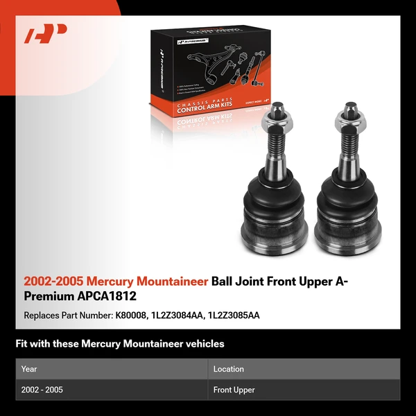 2002-2005 Mercury Mountaineer Ball Joint Front Upper A-Premium APCA1812