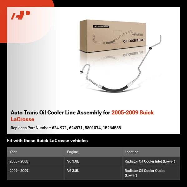 Auto Trans Oil Cooler Line Assembly for 2005-2009 Buick LaCrosse