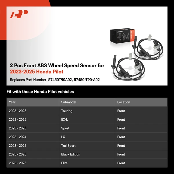 2 Pcs Front ABS Wheel Speed Sensor for 2023-2025 Honda Pilot