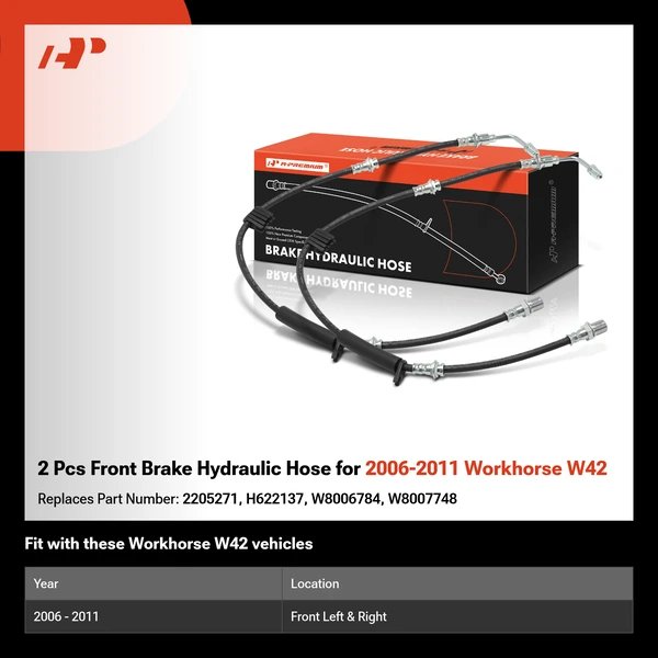 2 Pcs Front Brake Hydraulic Hose for 2006-2011 Workhorse W42