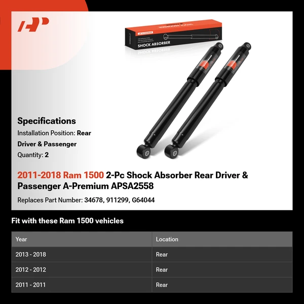 2011-2018 Ram 1500 2-Pc Shock Absorber Rear Driver & Passenger A-Premium APSA2558