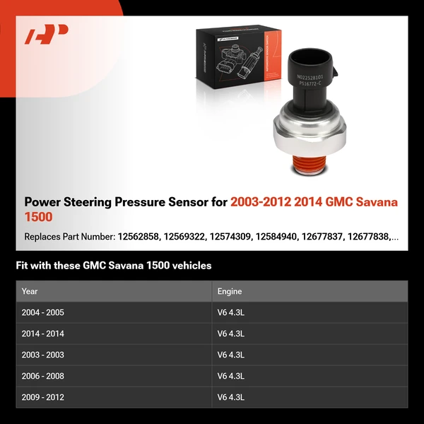 Power Steering Pressure Sensor for 2003-2012 2014 GMC Savana 1500