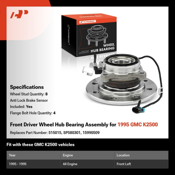 Front Driver Wheel Hub Bearing Assembly for 1995 GMC K2500