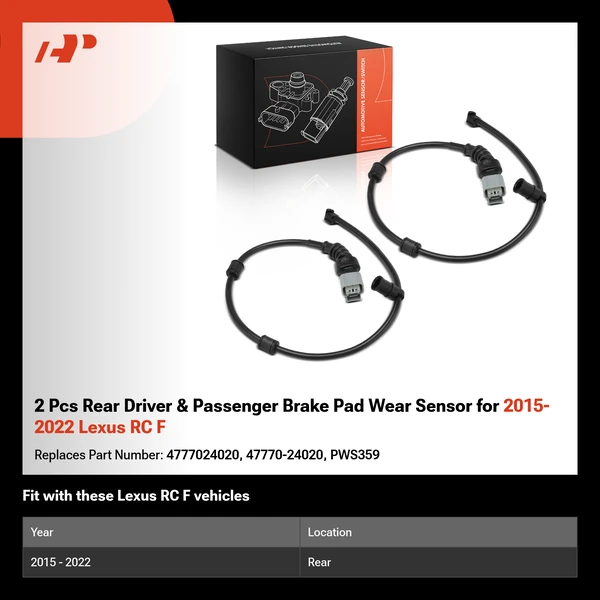 2 Pcs Rear Driver & Passenger Brake Pad Wear Sensor for 2015-2022 Lexus RC F