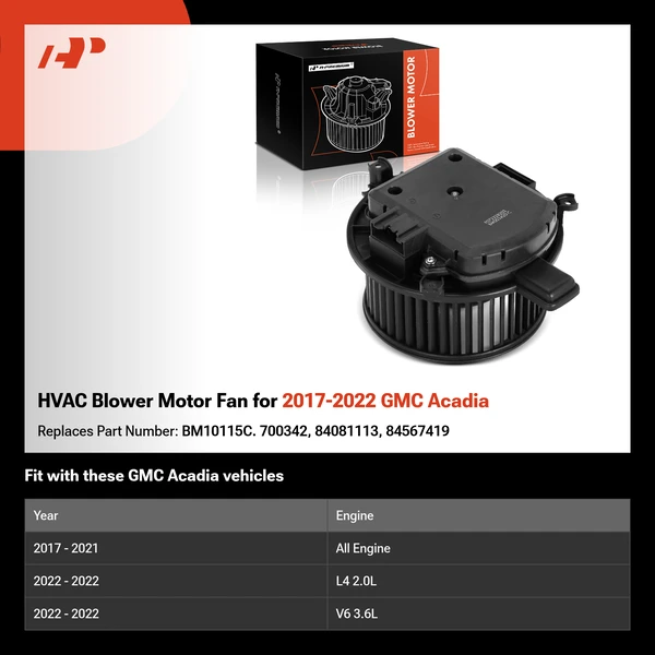 HVAC Blower Motor Fan for 2017-2022 GMC Acadia