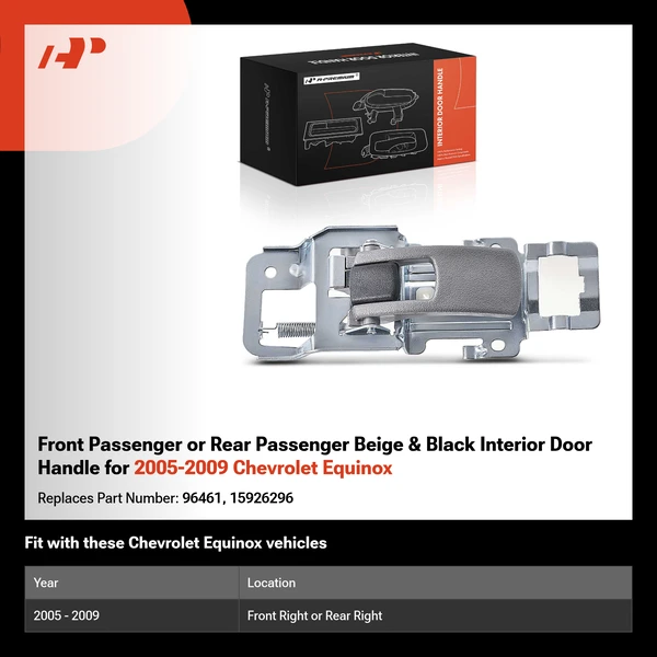 Front Passenger or Rear Passenger Beige & Black Interior Door Handle for 2005-2009 Chevrolet Equinox