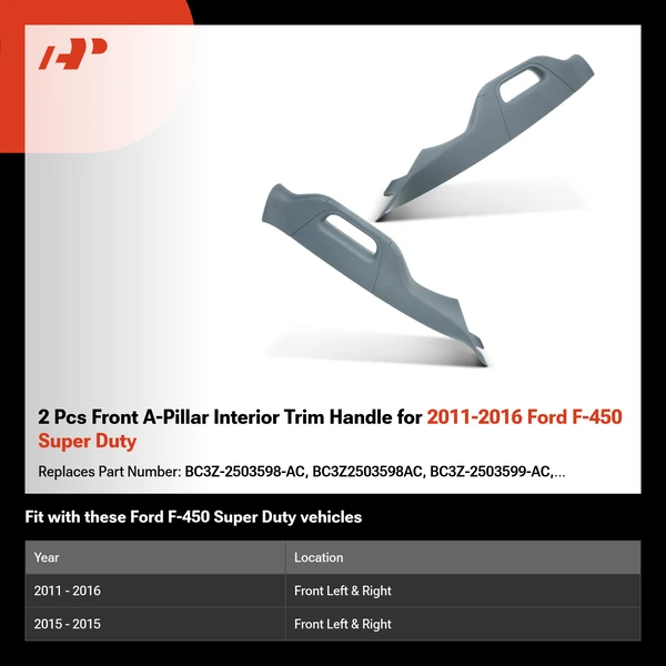2 Pcs Front A-Pillar Interior Trim Handle for 2011-2016 Ford F-450 Super Duty