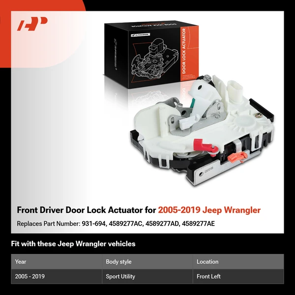 Front Driver Door Lock Actuator for 2005-2019 Jeep Wrangler