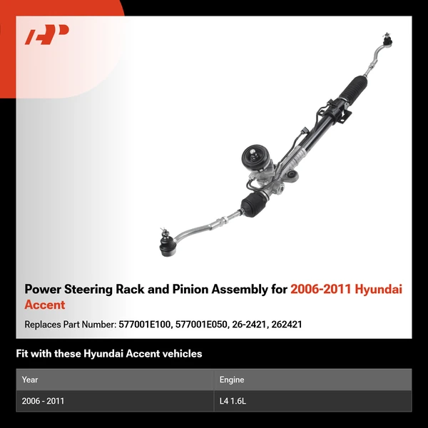 Power Steering Rack and Pinion Assembly for 2006-2011 Hyundai Accent