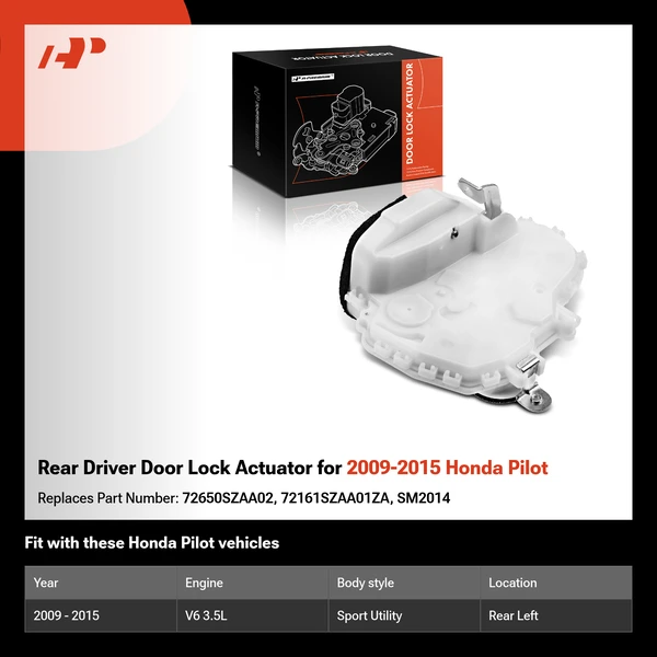 Rear Driver Door Lock Actuator for 2009-2015 Honda Pilot